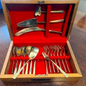 Vintage Solid Bronze Appetizer & Serving Flatware Set- 19 Piece